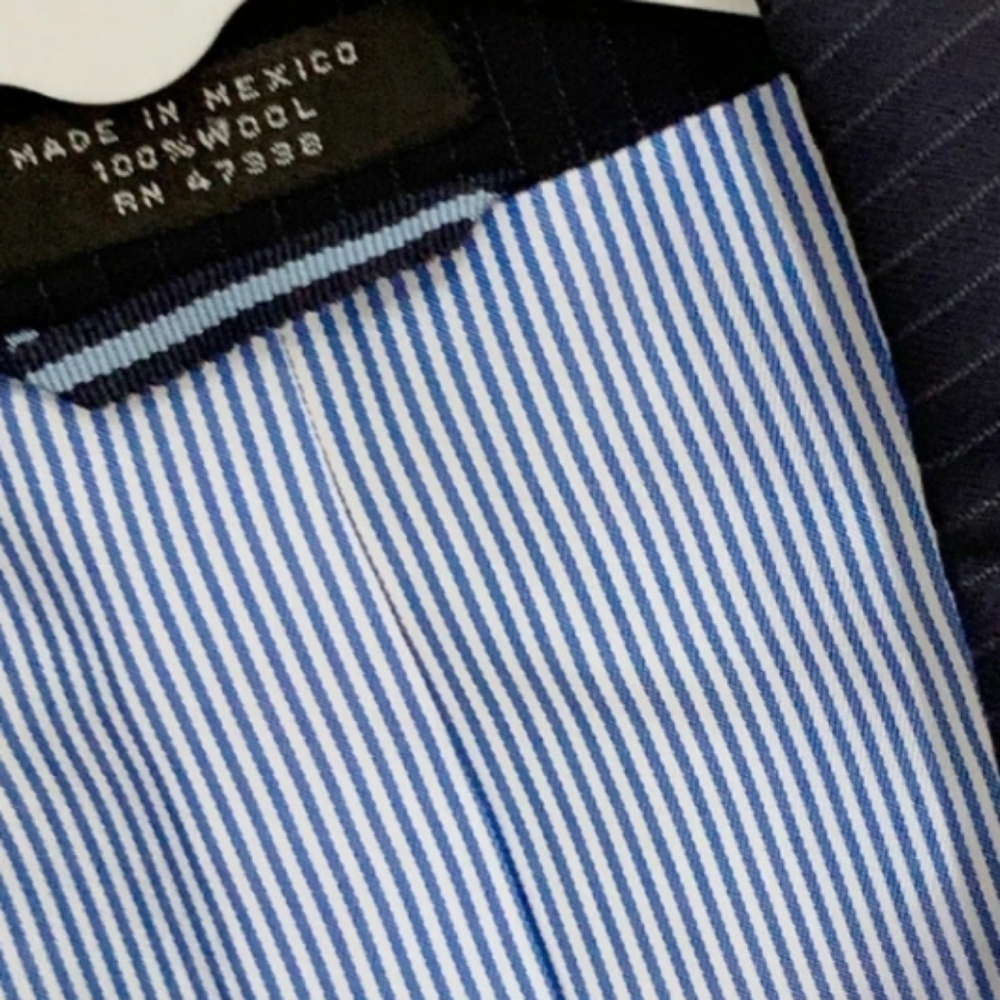 NWT Men's Tommy Hilfiger Adams Navy Pinstripe Slim-fit Blazer - Picture 3 of 8
